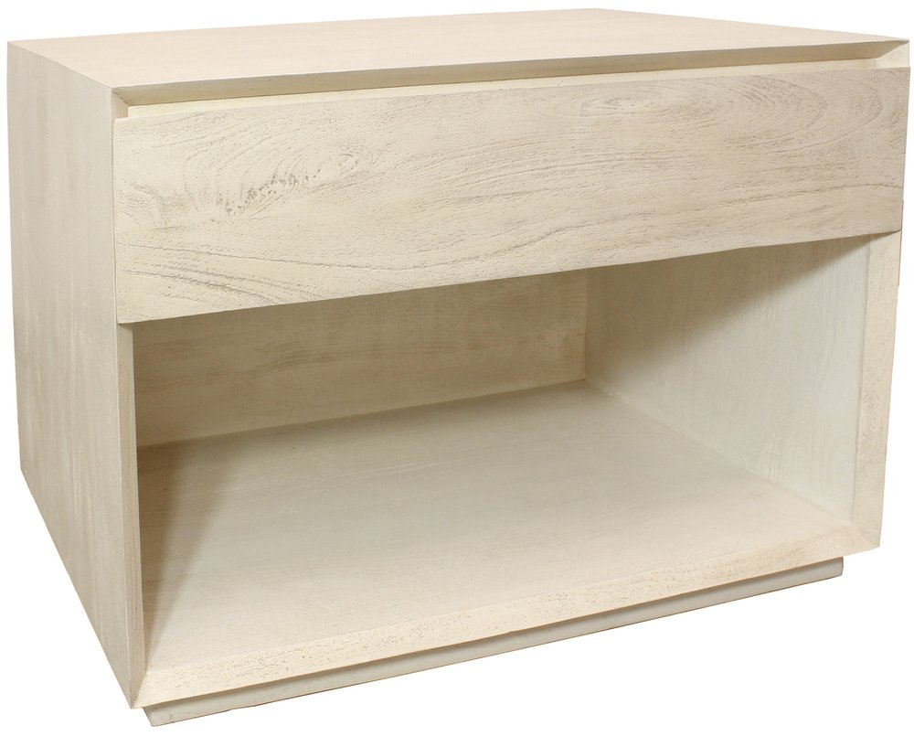Natural Solid Wood One Drawer Nightstand - 24-inch