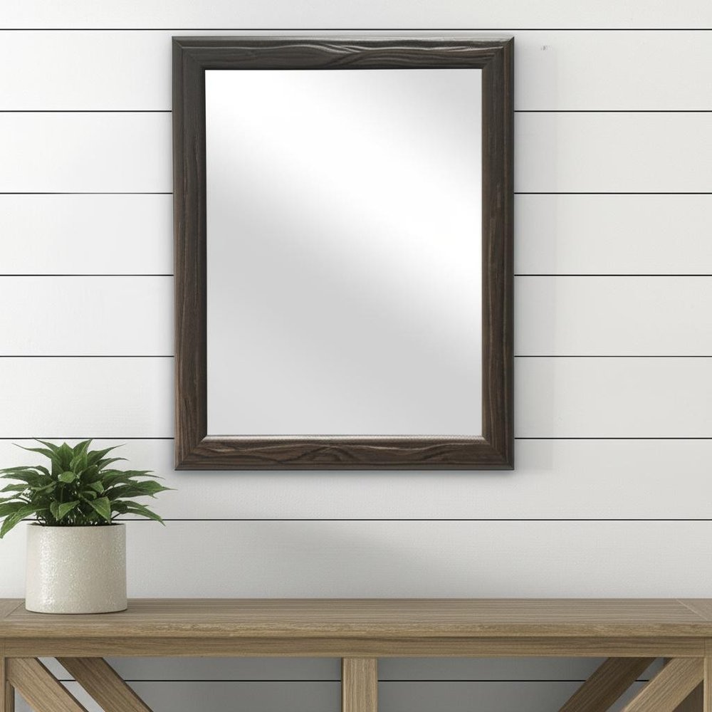 Black Solid Wood Accent Mirror - 20-inch