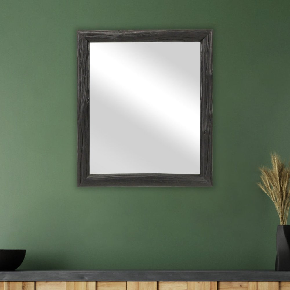 Black Solid Wood Accent Mirror - 20-inch