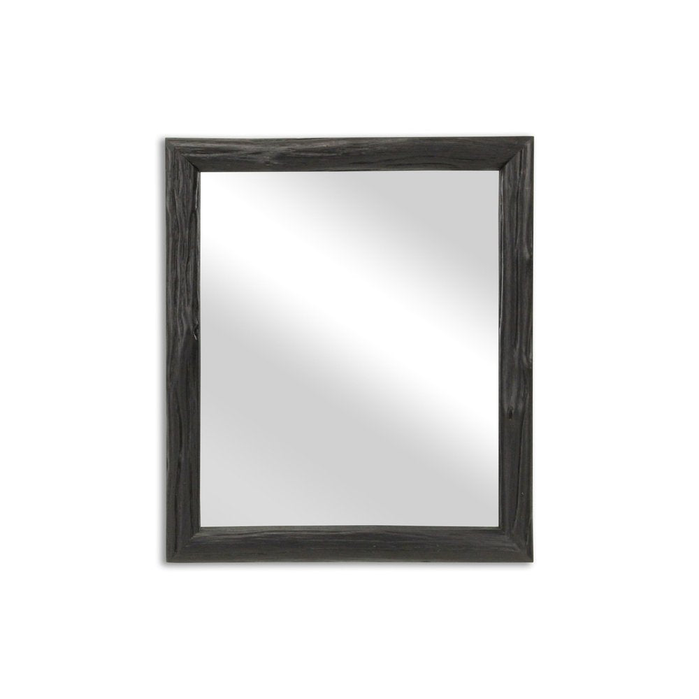 Black Solid Wood Accent Mirror - 20-inch