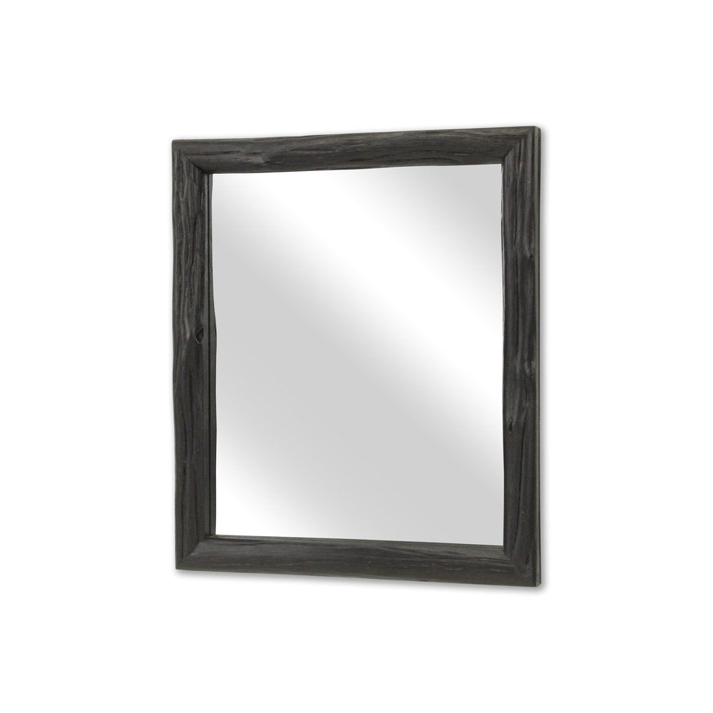 Black Solid Wood Accent Mirror - 20-inch