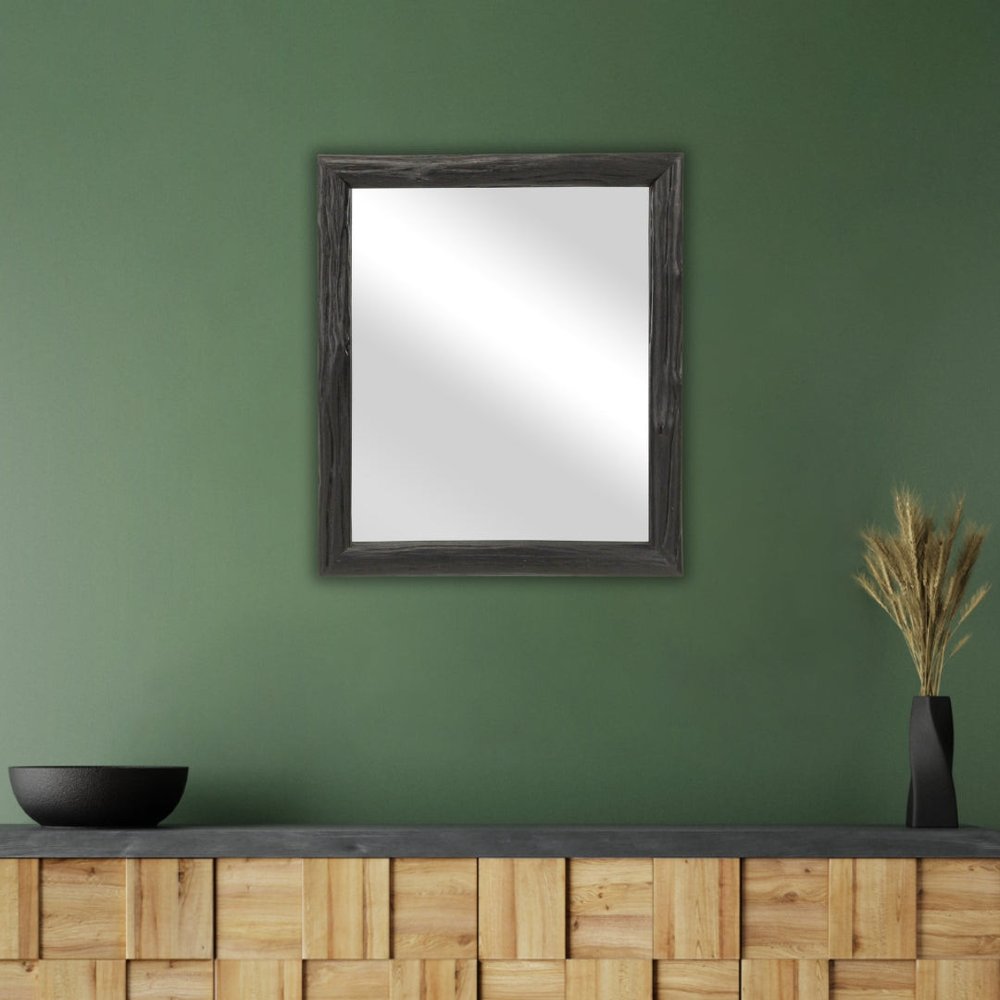 Black Solid Wood Accent Mirror - 20-inch