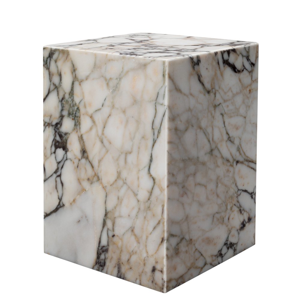 Ivory Marble Square Block End Table - 20-inch
