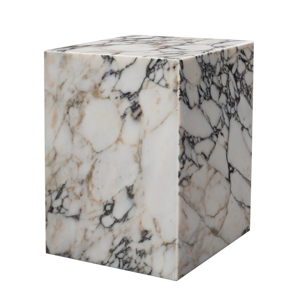 Ivory Marble Square Block End Table - 20-inch