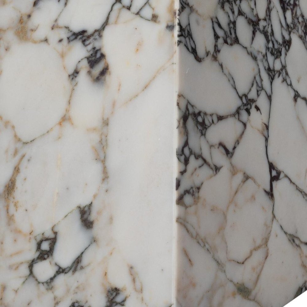 Ivory Marble Square Block End Table - 20-inch