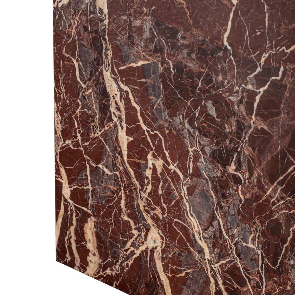 Red Marble Square Block End Table - 20-inch