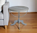 Brown Reclaimed Wood and Iron Round Pedestal End Table - 30-inch