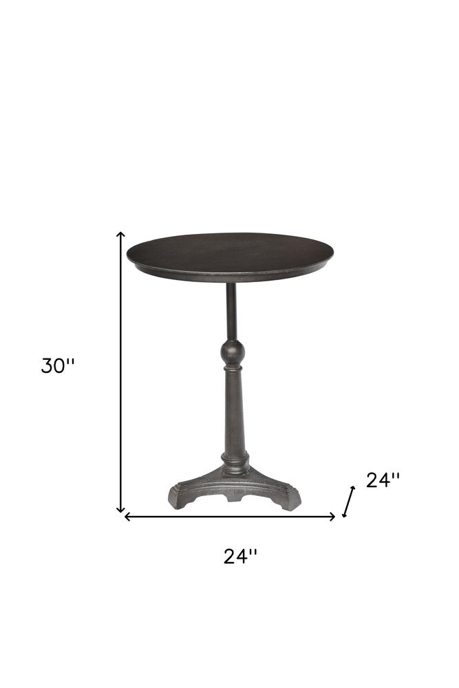 Brown Iron Round Pedestal End Table - 30-inch