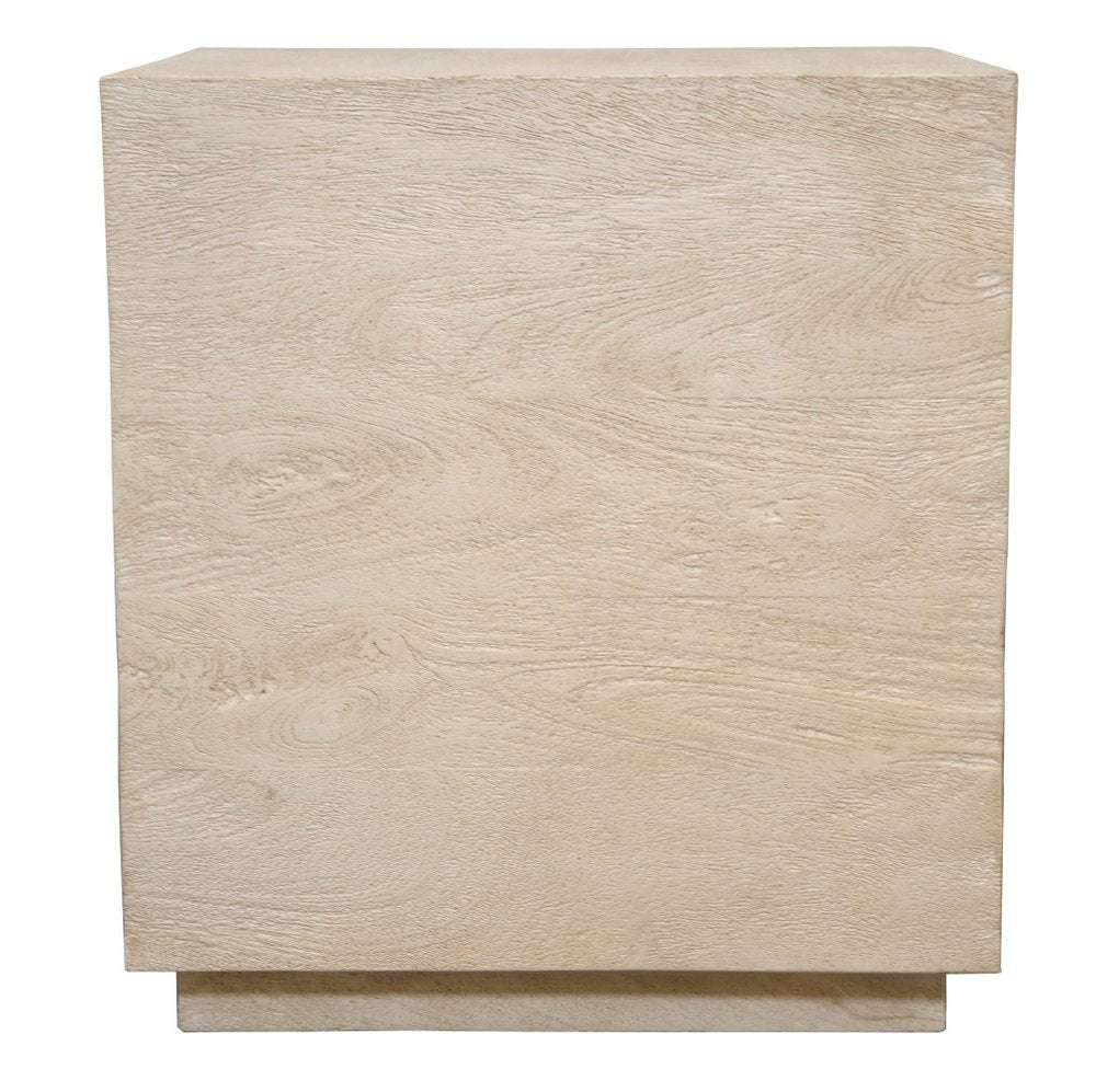Natural Distressed Solid Wood Square Block End Table - 20-inch