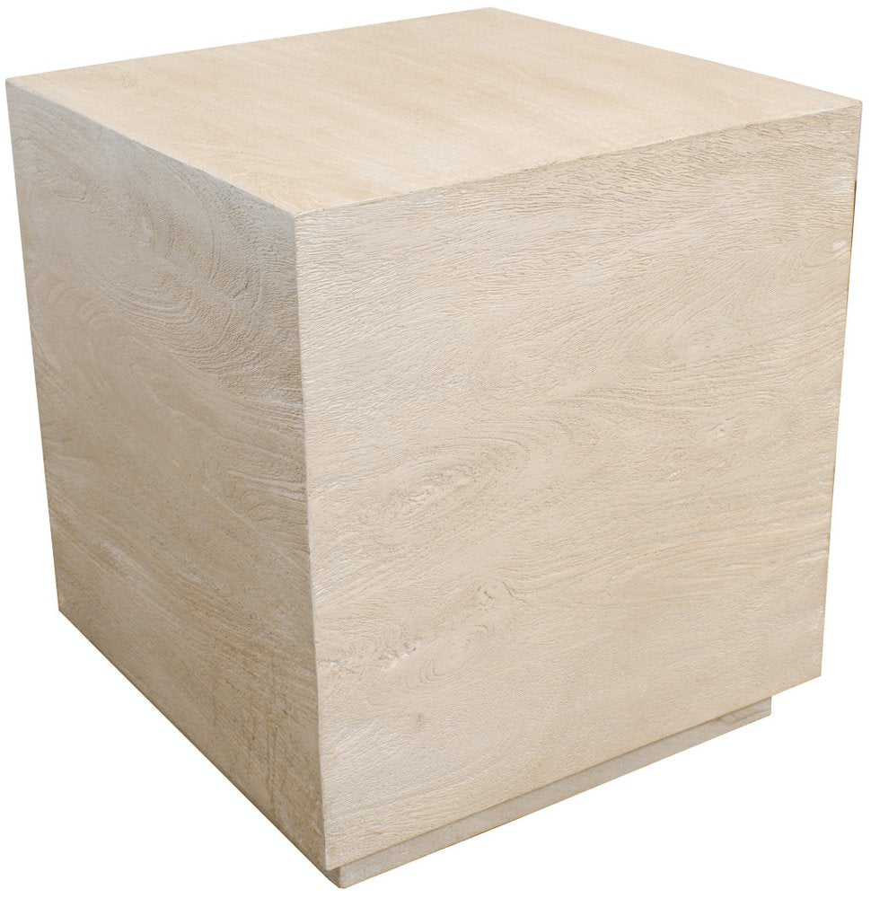 Natural Distressed Solid Wood Square Block End Table - 20-inch