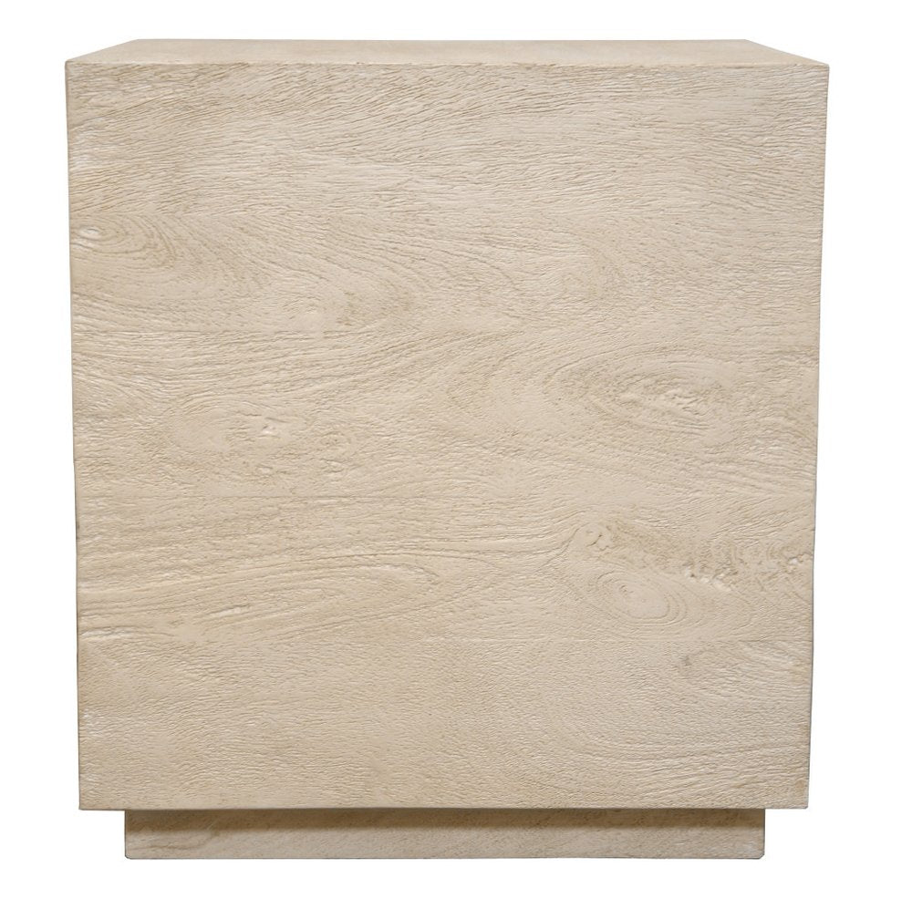 Natural Distressed Solid Wood Square Block End Table - 20-inch