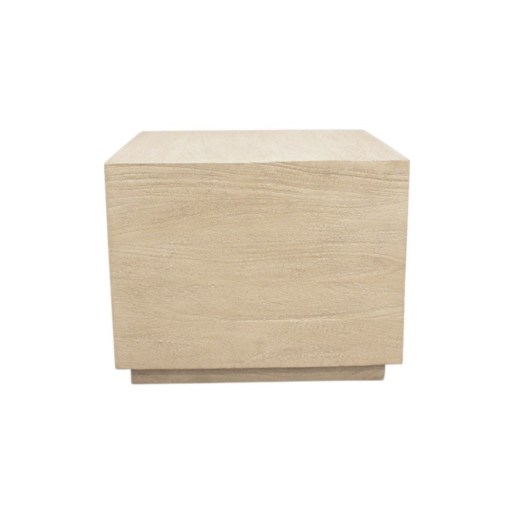 Natural Distressed Solid Wood Square Block End Table - 16-inch