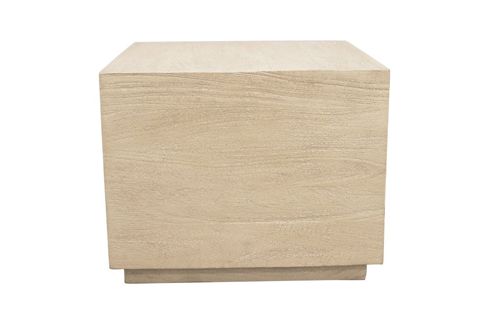 Natural Distressed Solid Wood Square Block End Table - 16-inch