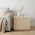 Natural Distressed Solid Wood Square Block End Table - 16-inch