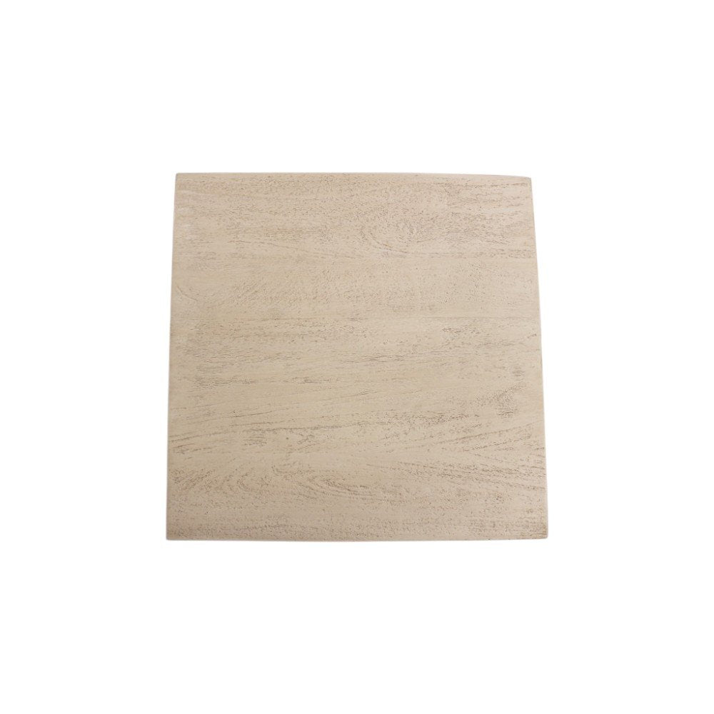 Natural Distressed Solid Wood Square Block End Table - 16-inch