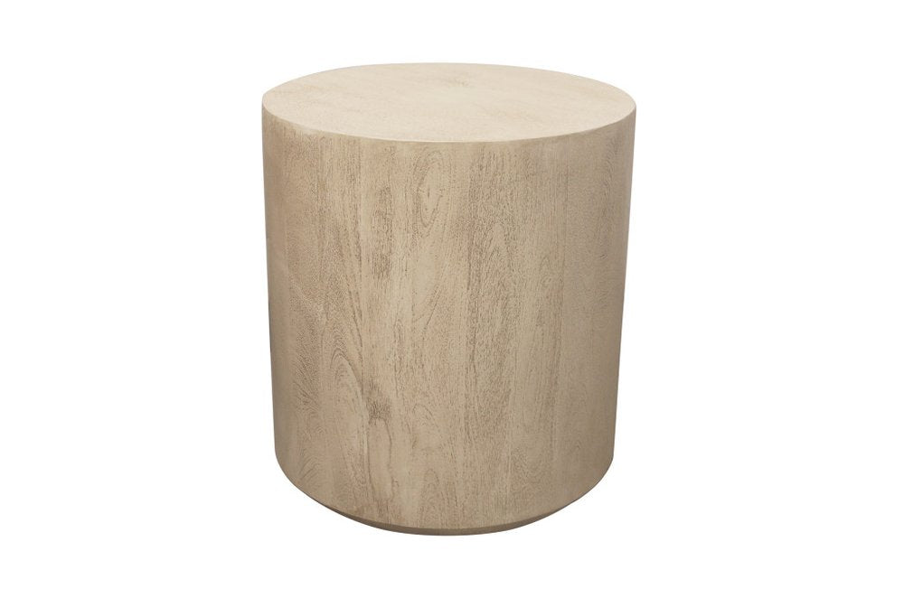 Natural Distressed Solid Wood Round Pedestal End Table - 20-inch