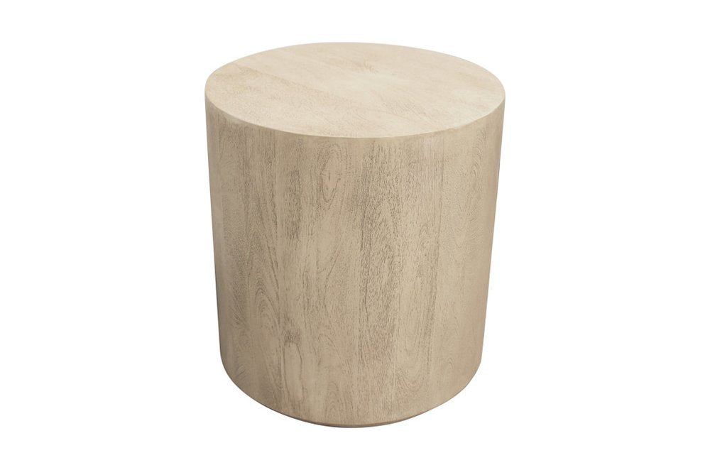 Natural Distressed Solid Wood Round Pedestal End Table - 20-inch