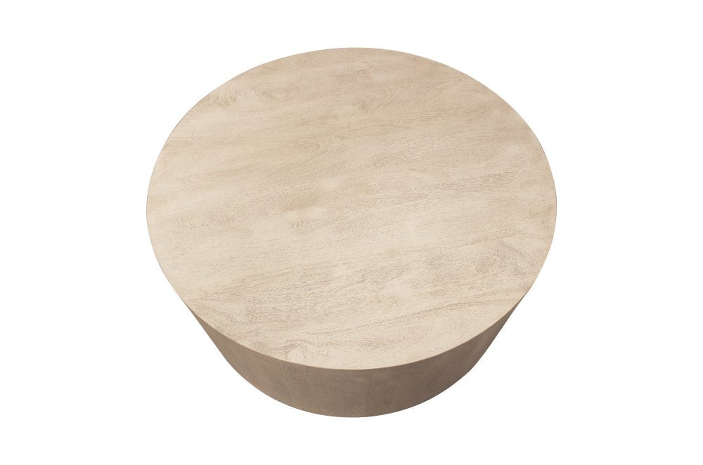 Natural Distressed Solid Wood Round Pedestal End Table - 20-inch