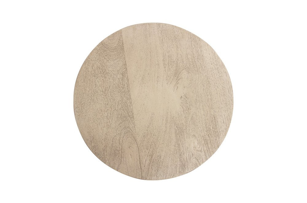 Natural Distressed Solid Wood Round Pedestal End Table - 20-inch