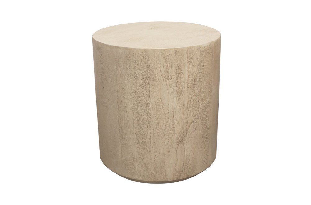 Natural Distressed Solid Wood Round Pedestal End Table - 20-inch