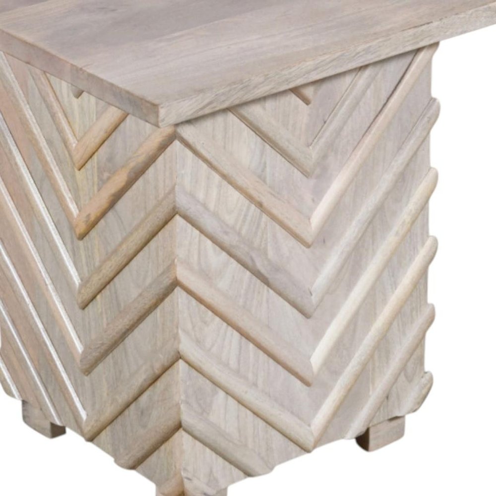 White Distressed Solid Wood Square End Table - 24-inch