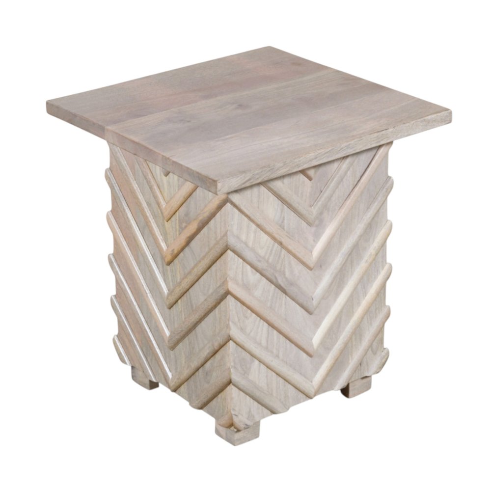 White Distressed Solid Wood Square End Table - 24-inch