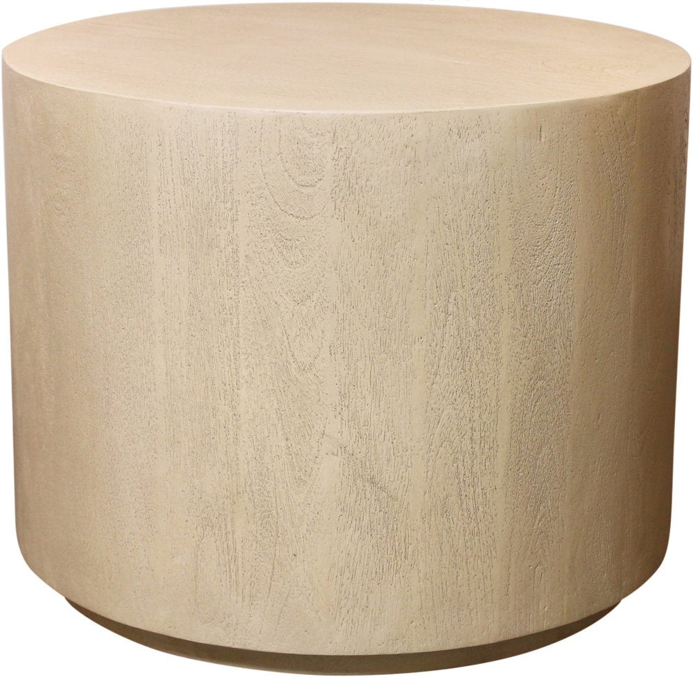 Natural Distressed Solid Wood Round End Table - 16-inch