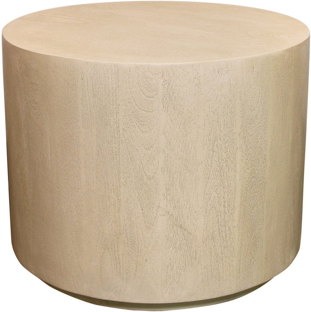 Natural Distressed Solid Wood Round End Table - 16-inch