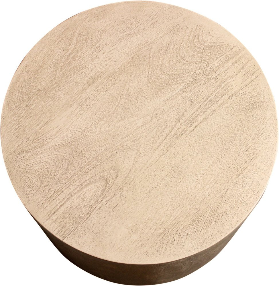 Natural Distressed Solid Wood Round End Table - 16-inch