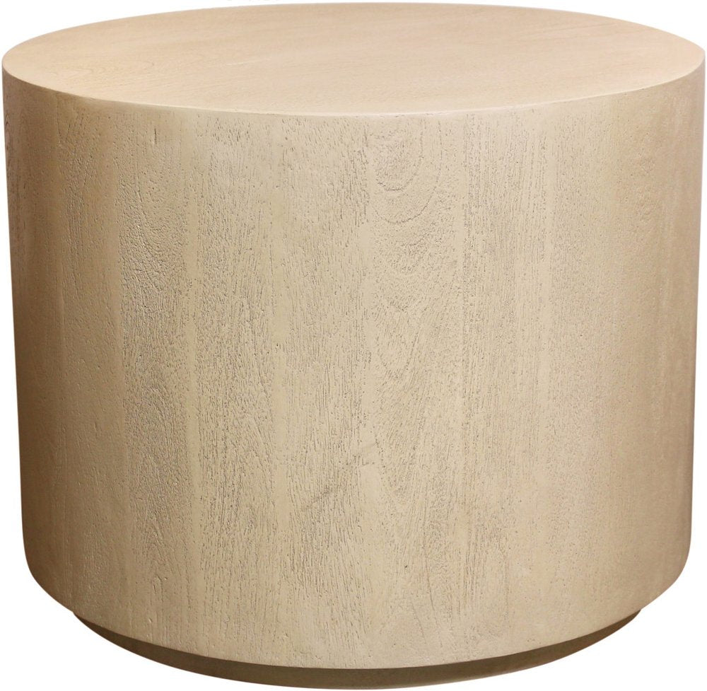 Natural Distressed Solid Wood Round End Table - 16-inch