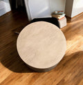 Natural Distressed Solid Wood Round End Table - 16-inch
