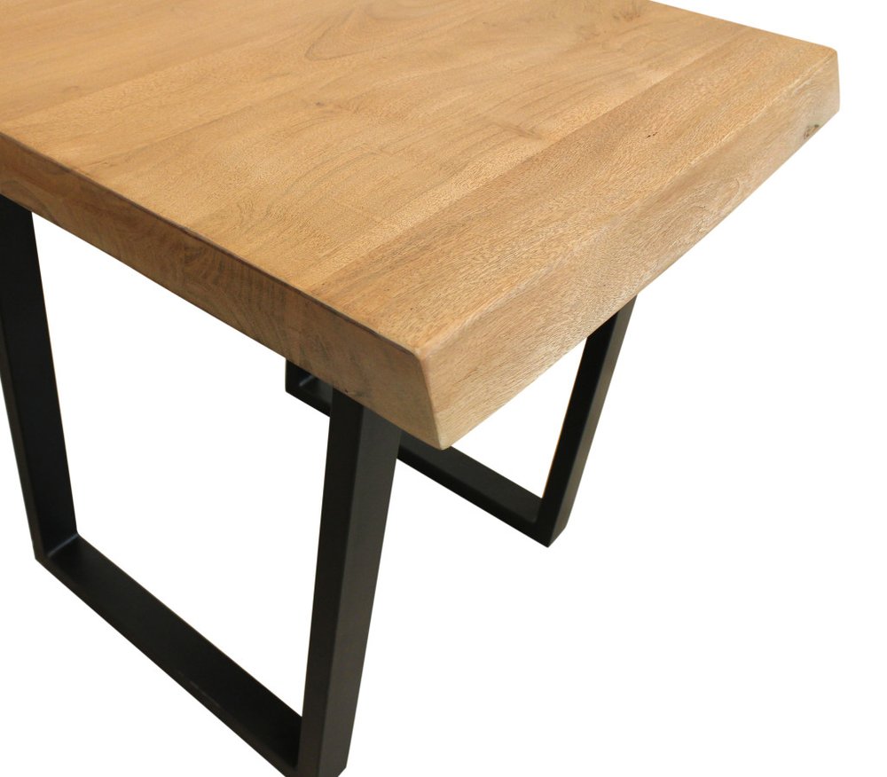 Black and Natural Distressed Solid Wood and Iron Square End Table