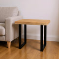 Black and Natural Distressed Solid Wood and Iron Square End Table