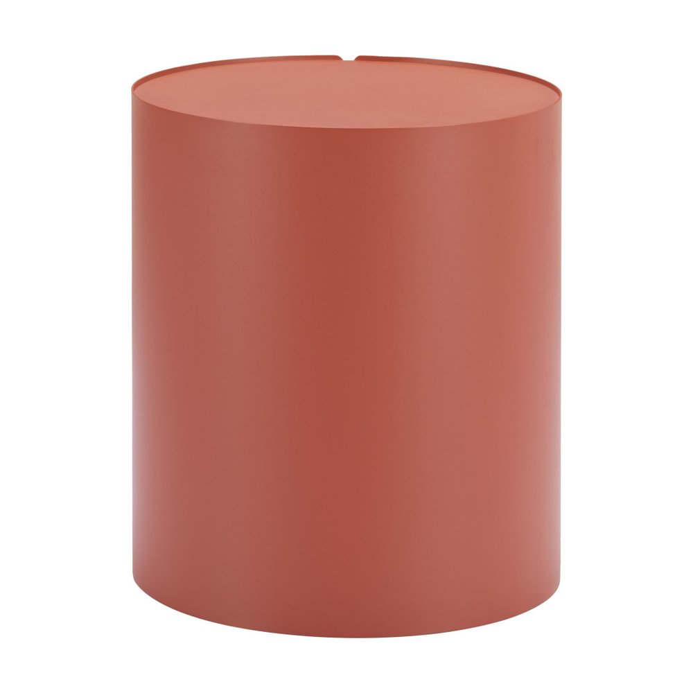 Brown Aluminum Round Drum End Table - 19-inch