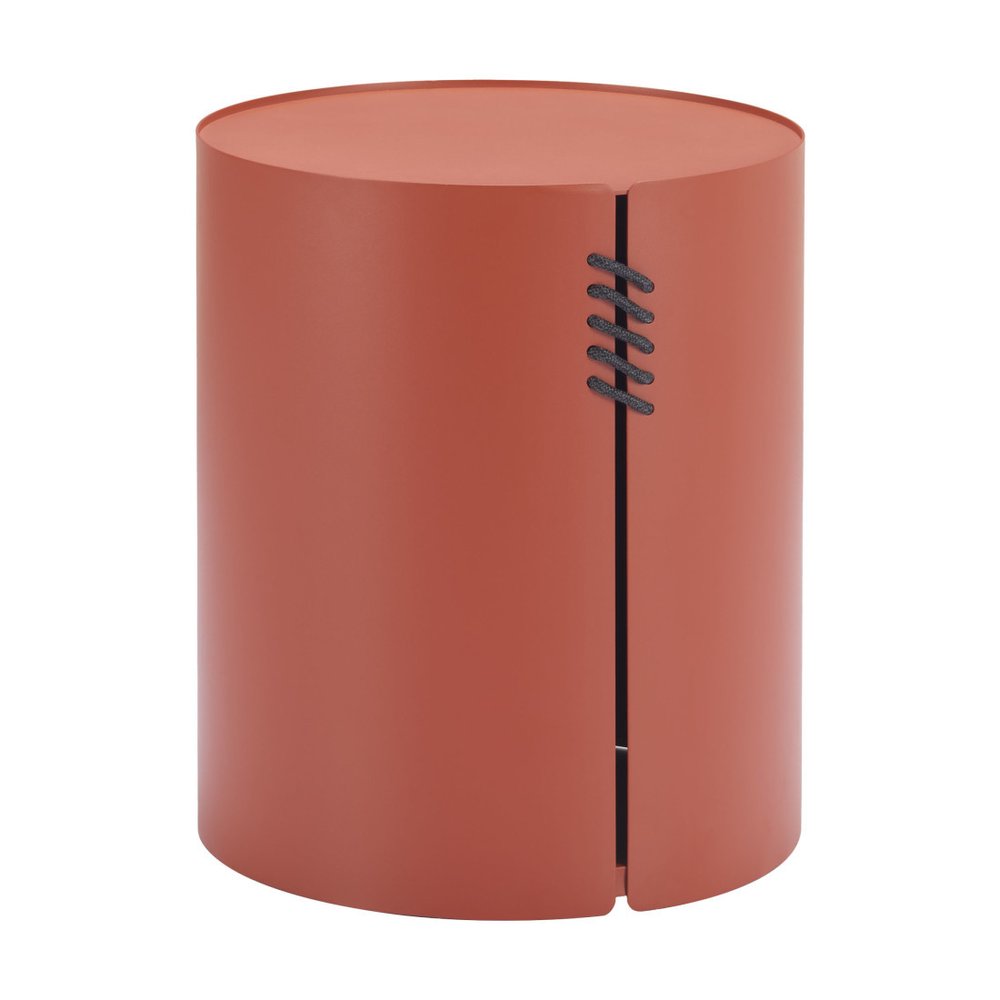 Brown Aluminum Round Drum End Table - 19-inch