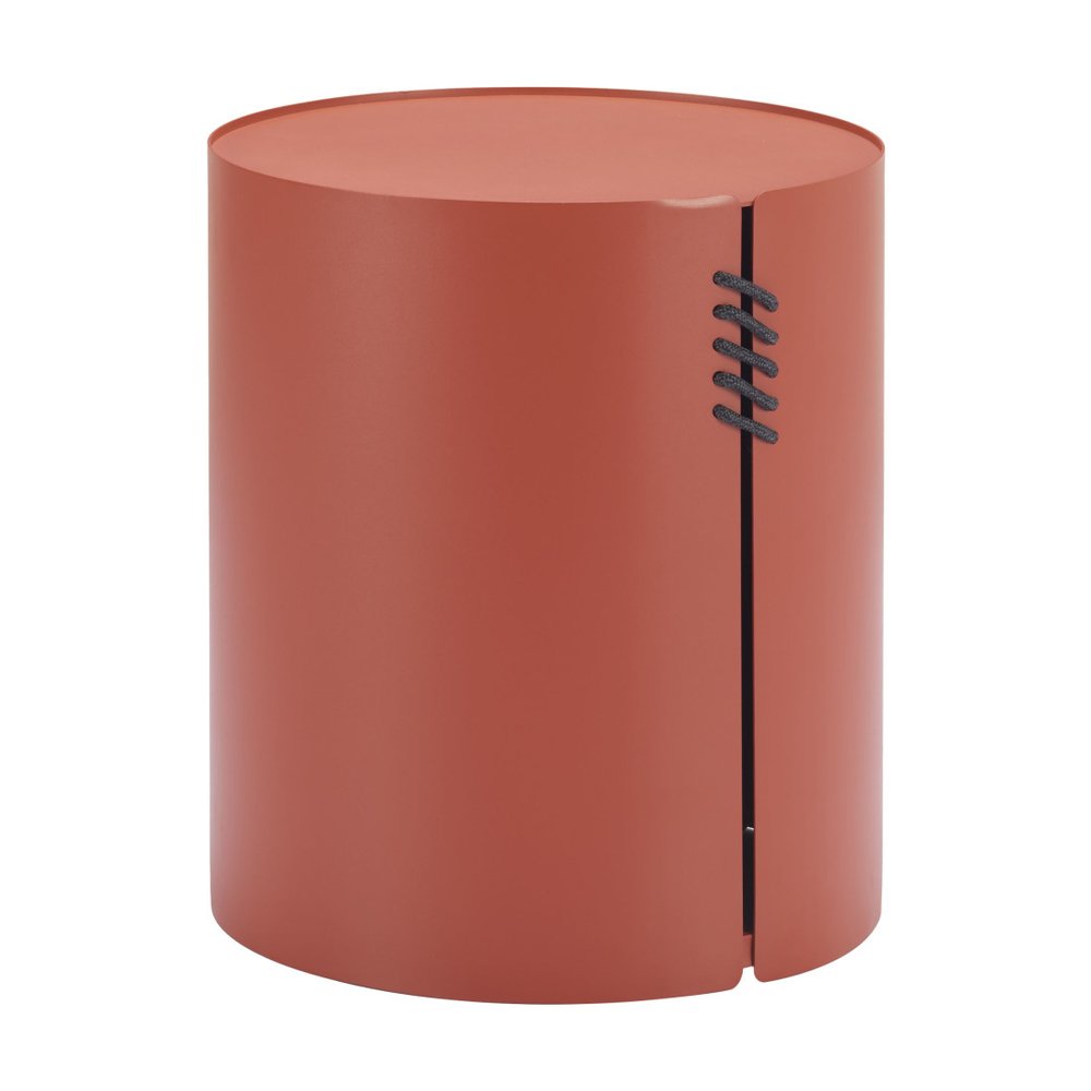 Brown Aluminum Round Drum End Table - 19-inch