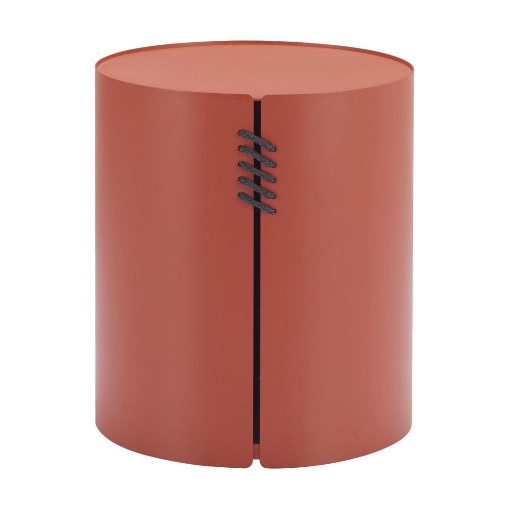 Brown Aluminum Round Drum End Table - 19-inch