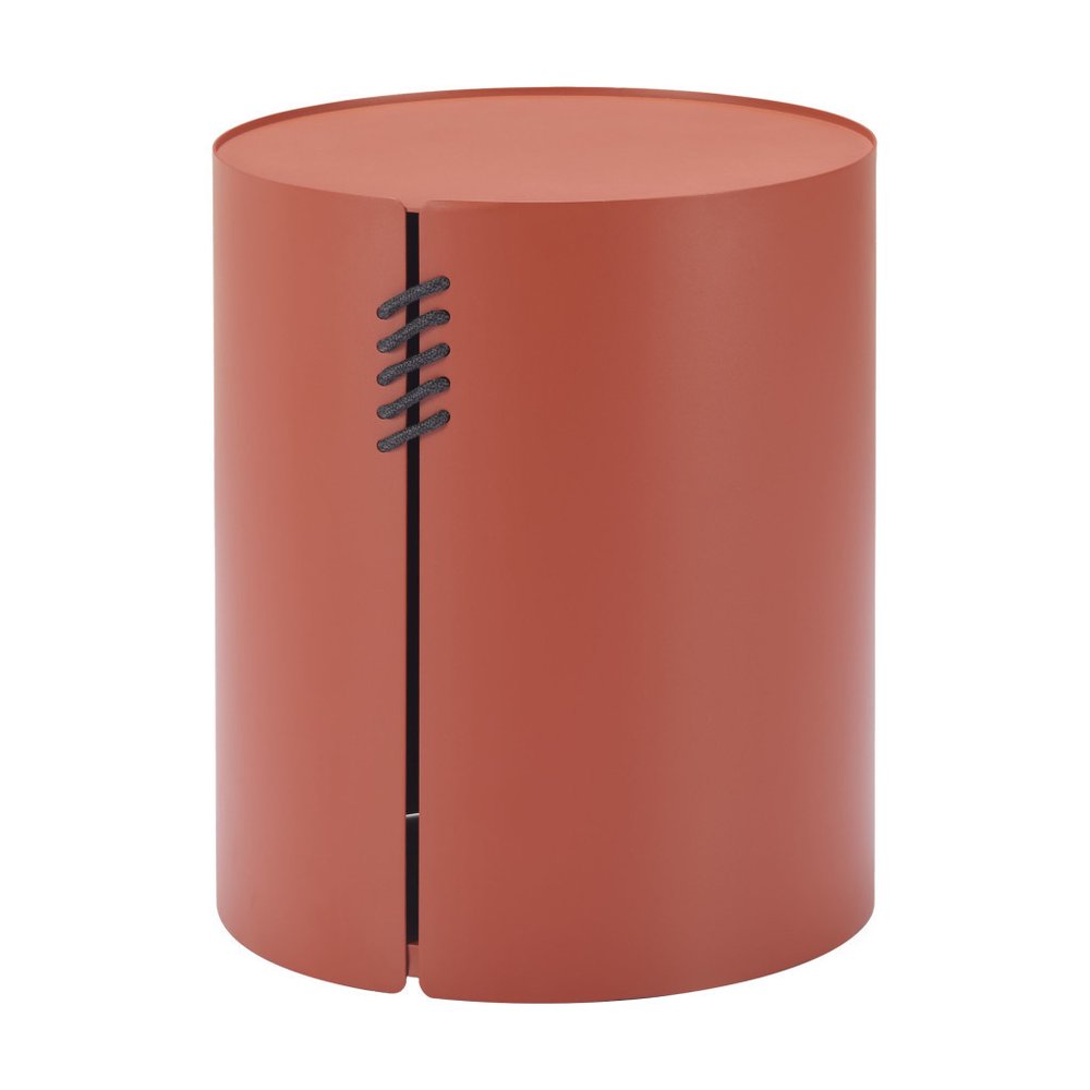 Brown Aluminum Round Drum End Table - 19-inch