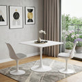 White Wood and Steel Pedestal Base Square Dining Table - 36-inch