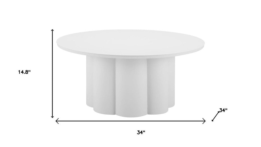 White Rounded Aluminum Outdoor Coffee Table - 34-inch