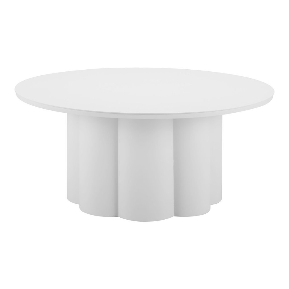 White Rounded Aluminum Outdoor Coffee Table - 34-inch