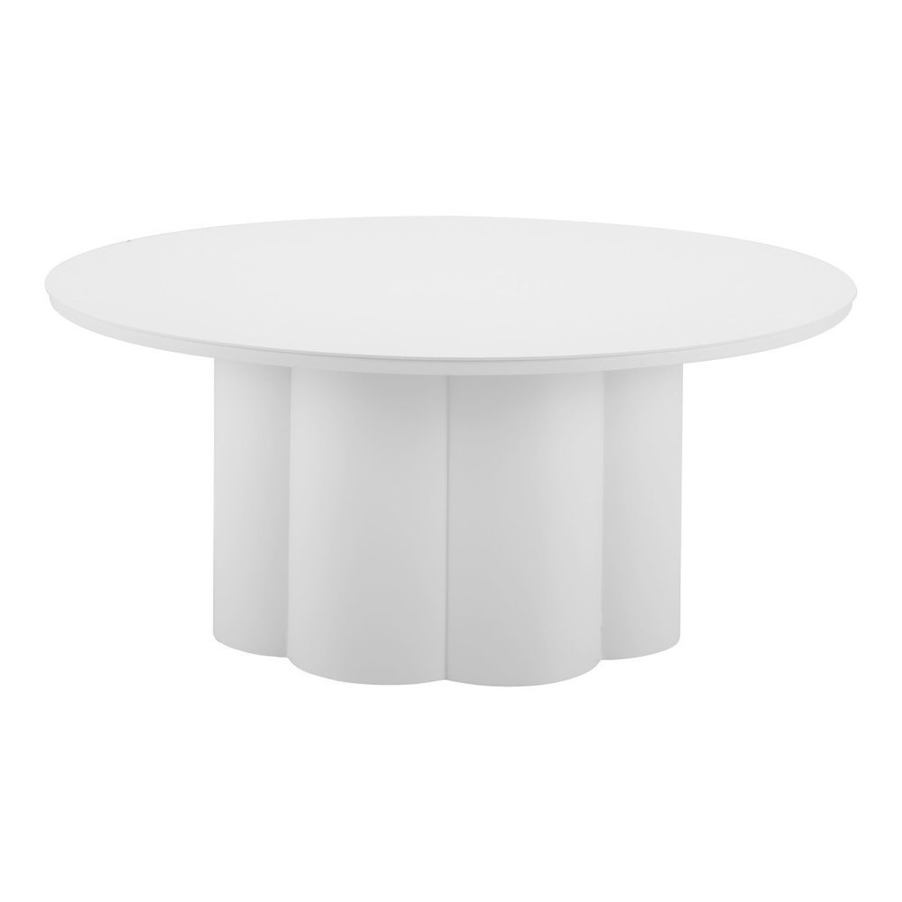 White Rounded Aluminum Outdoor Coffee Table - 34-inch