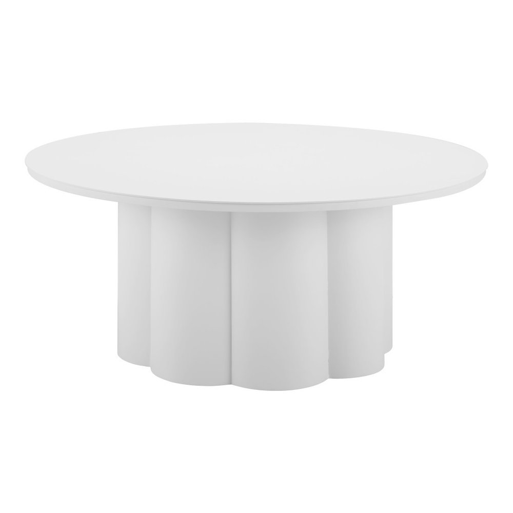 White Rounded Aluminum Outdoor Coffee Table - 34-inch
