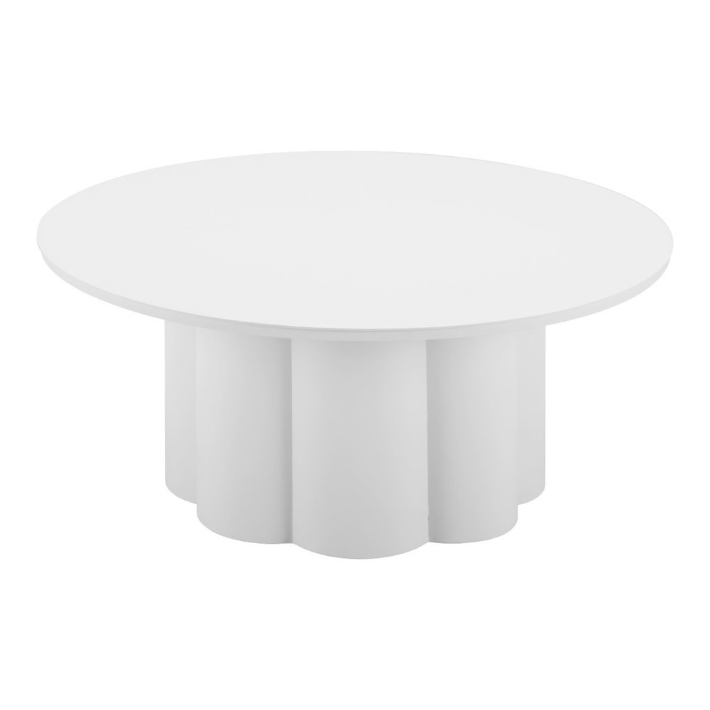 White Rounded Aluminum Outdoor Coffee Table - 34-inch