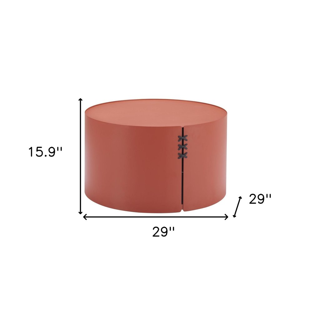 Terra Cotta Rounded Aluminum Outdoor Coffee Table - 29-inch