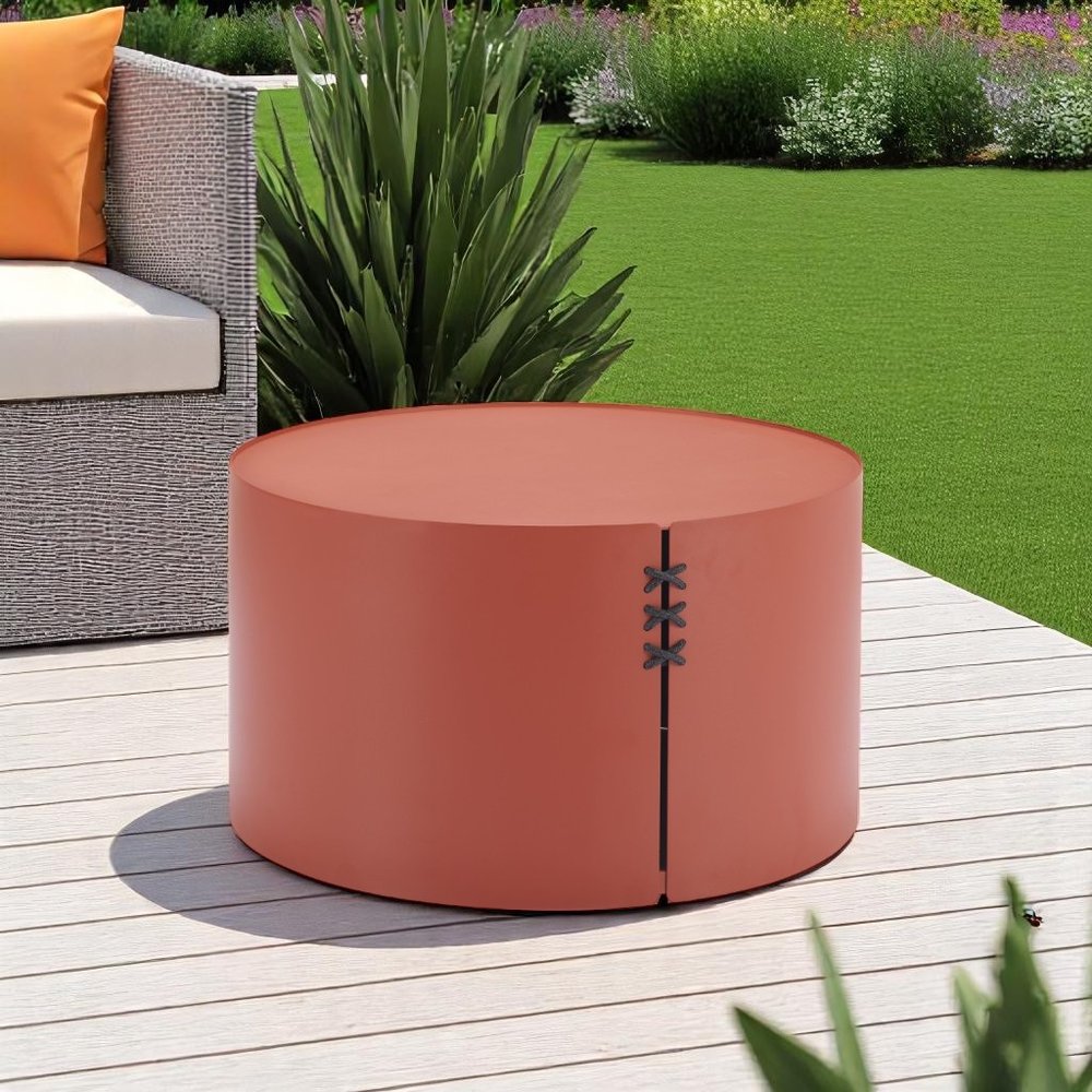 Terra Cotta Rounded Aluminum Outdoor Coffee Table - 29-inch