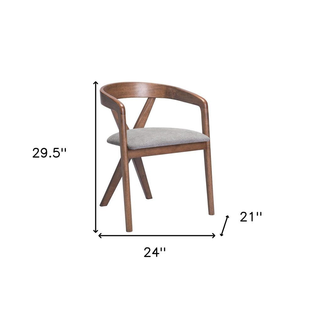Gray and Brown Upholstery Open Back Dining Arm Chair