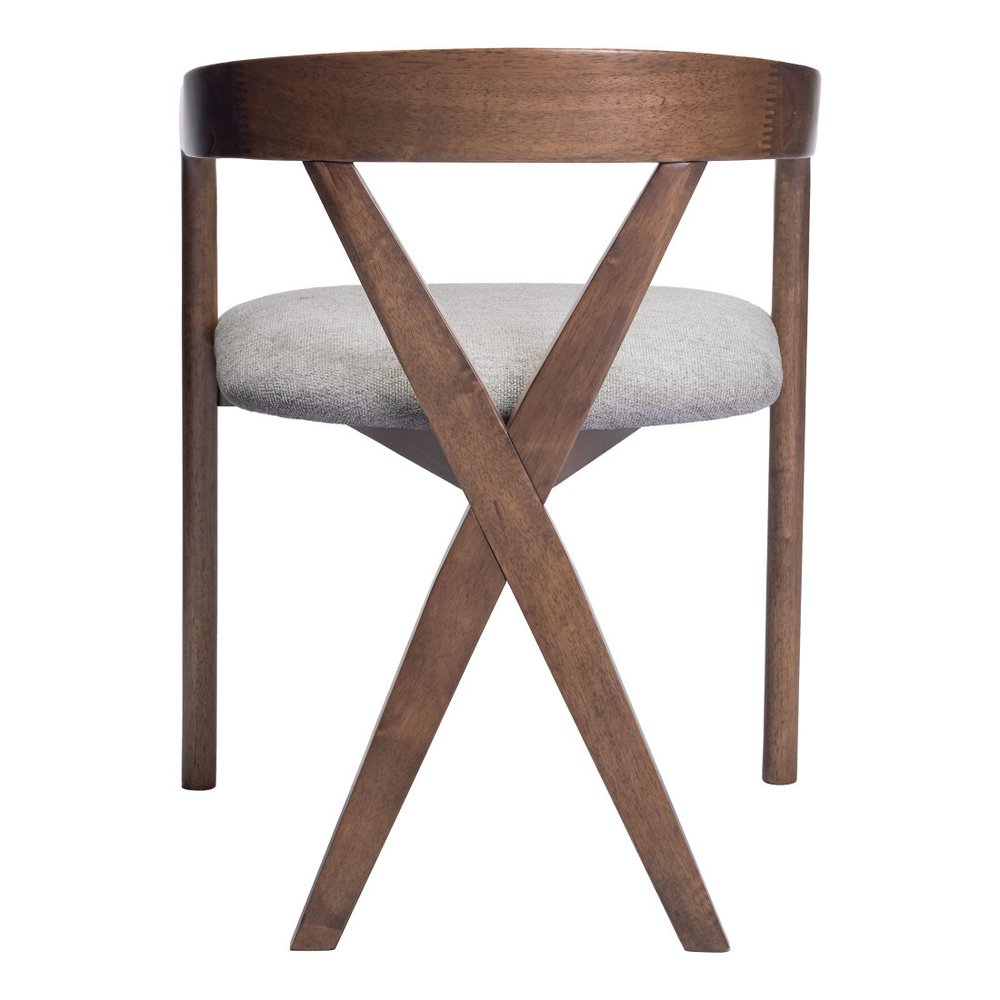 Gray and Brown Upholstery Open Back Dining Arm Chair
