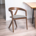 Gray and Brown Upholstery Open Back Dining Arm Chair