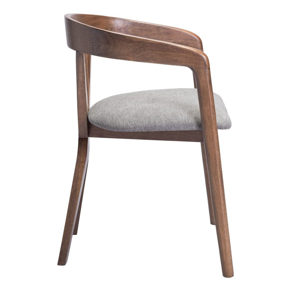 Gray and Brown Upholstery Open Back Dining Arm Chair
